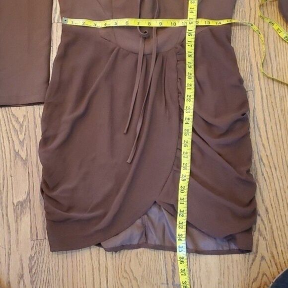 PRETTY LITTLE THING BROWN LACE UP CORSET STYLE DRESS RUCHING SEXY COSTUME SIZE 8 - Picture 6 of 6